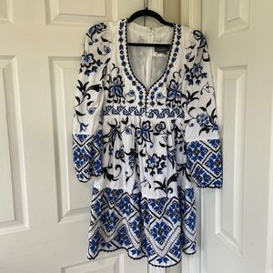 Anthropologie Blue and White Dress